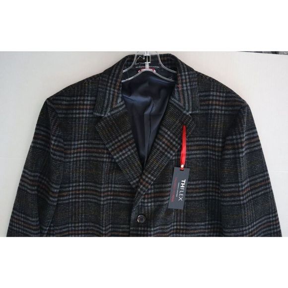 Tommy Hilfiger Men's Sz 46 Long Multi Addison Wool Blend Trim Fit Overcoat $395 - Picture 9 of 13